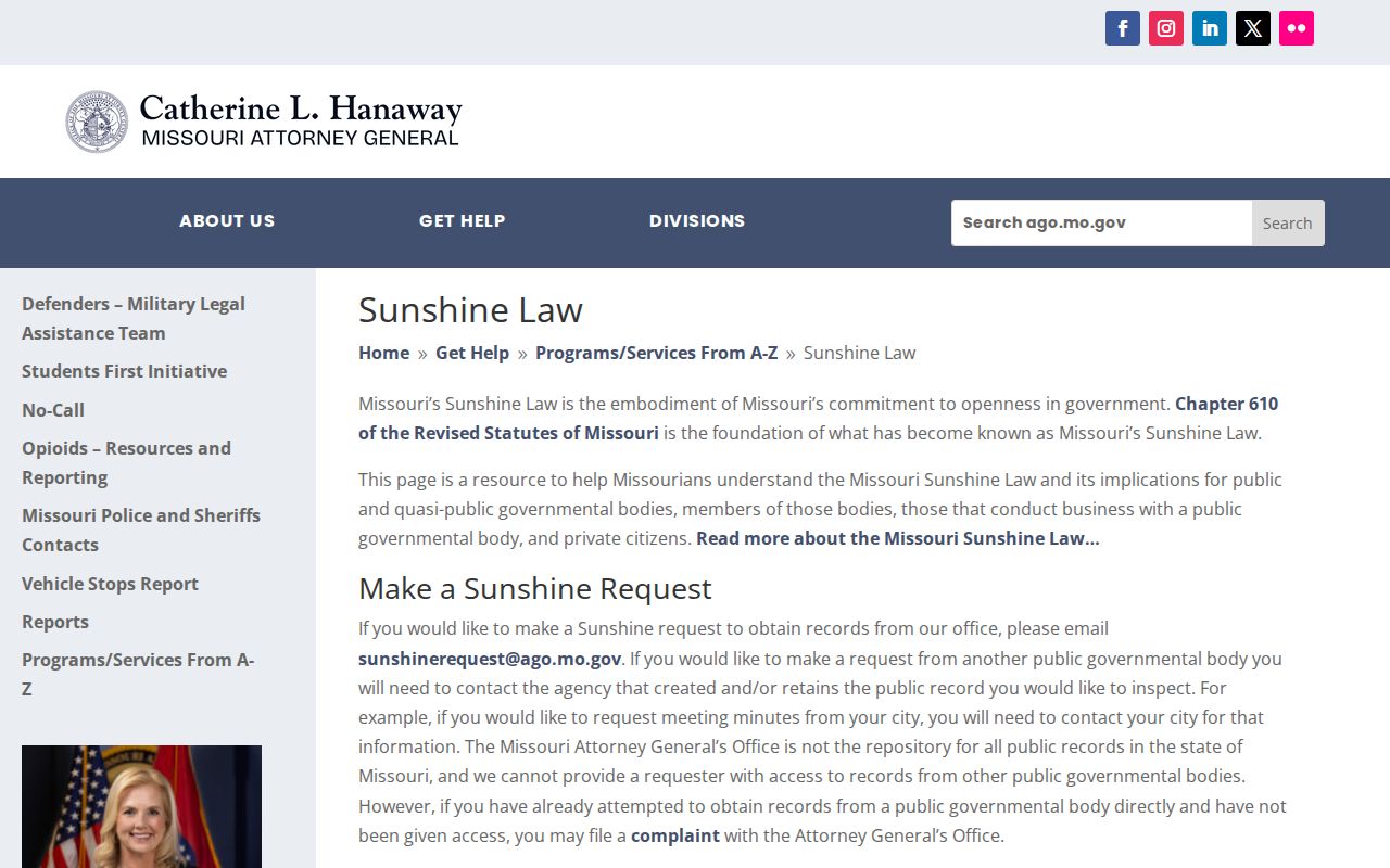 Macon County arrest records Missouri Sunshine Law resource
