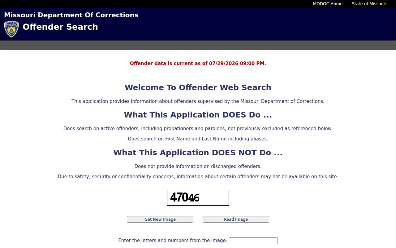 Macon County criminal history Missouri DOC offender search