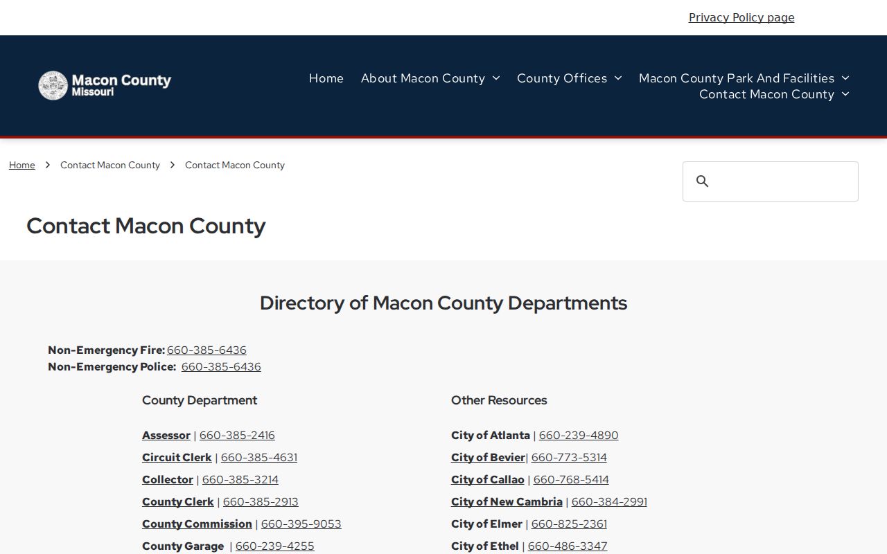 Macon County criminal history official office directory
